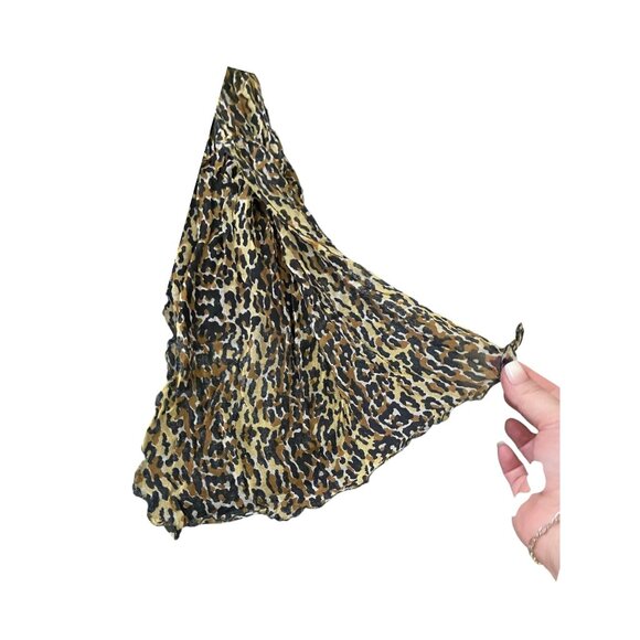 Boutique Chiffon Leopard Print Head Scarf Beige One Size Hippie Boho Festival - Picture 3 of 6